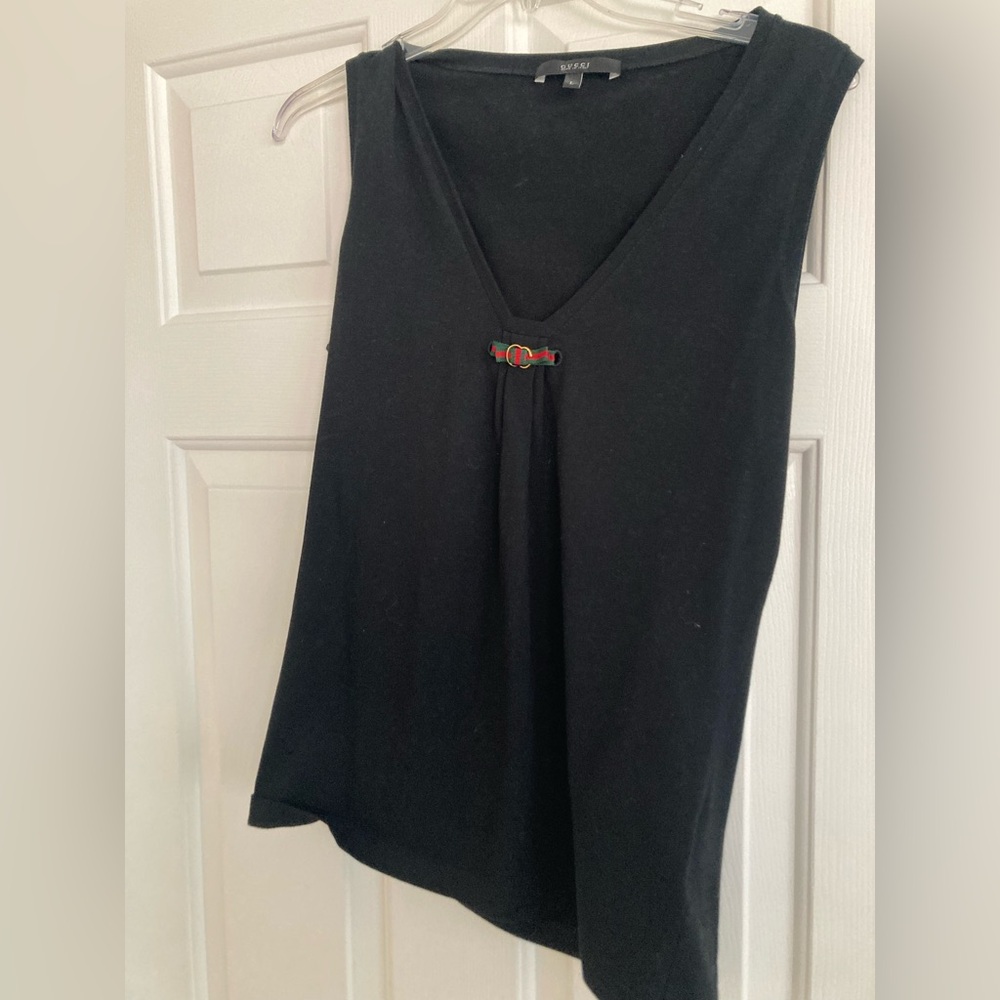 Gucci Black V-Neck Tank Top large